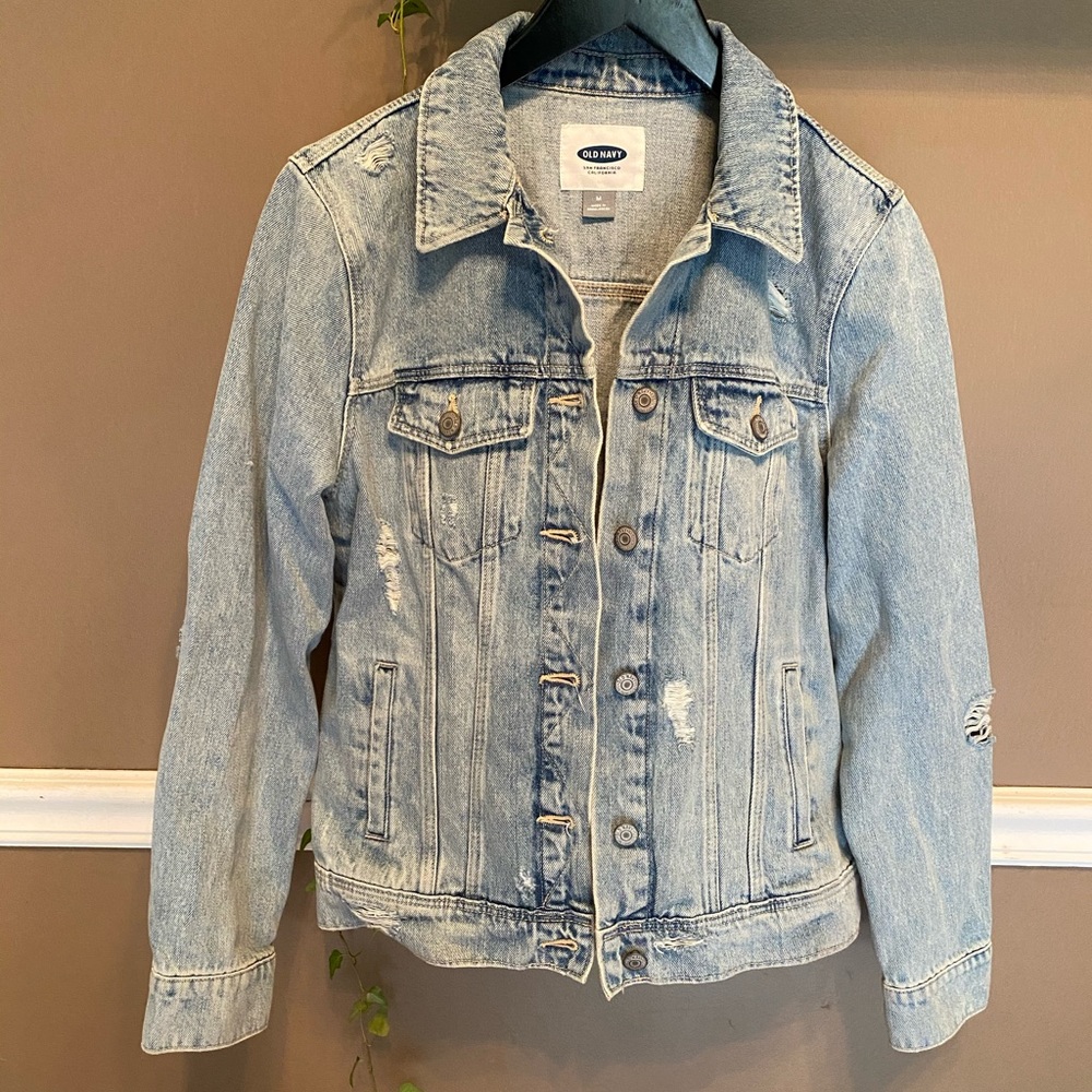 Old navy distressed denim jacket!